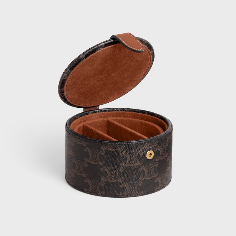 標誌印花牛皮革珠寶盒 - 棕黃色 - 精品甄選 - 1 | CELINE