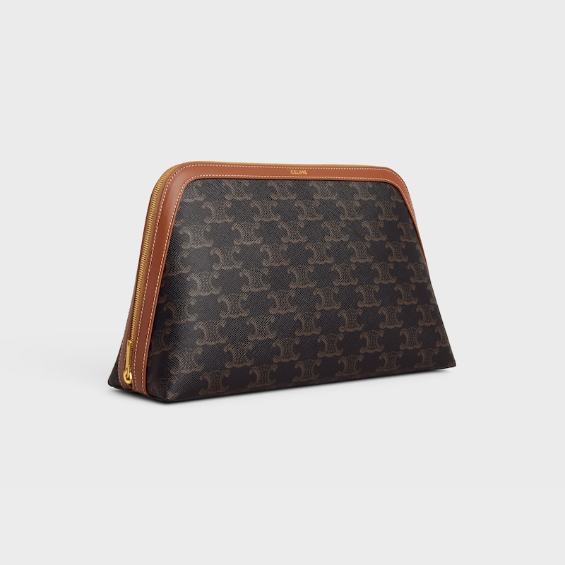 大号标志印花化妆包 - 棕黄色 - 个性甄选 - 1 | CELINE