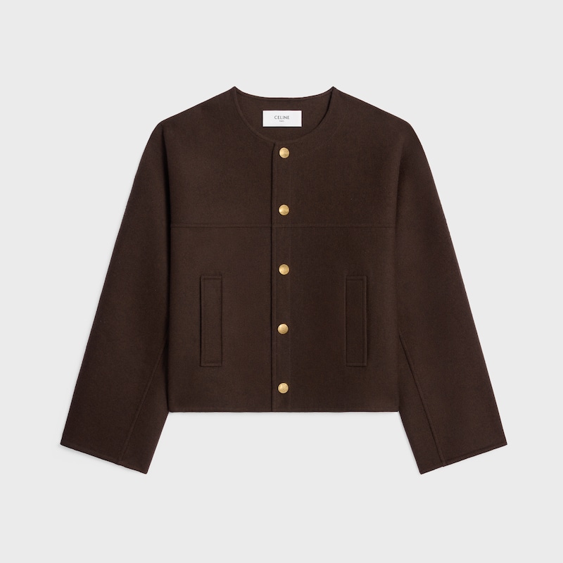 cardigan jacket IN DOUBLE FACE CASHMERE - BROWN -  - 1 | CELINE