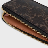 LONG ZIPPED CARD HOLDER IN Triomphe Canvas and Calfskin - TAN - COIN AND CARD HOLDERS - 2 | CELINE