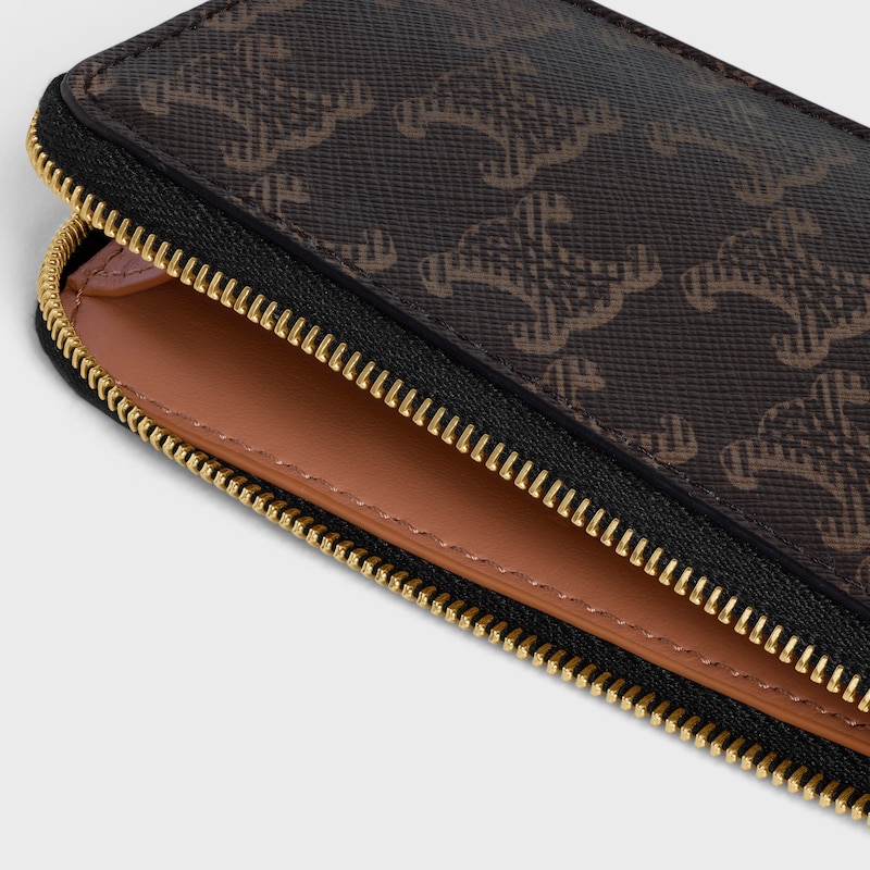 LONG ZIPPED CARD HOLDER IN Triomphe Canvas and Calfskin - TAN - NEW - 1 | CELINE