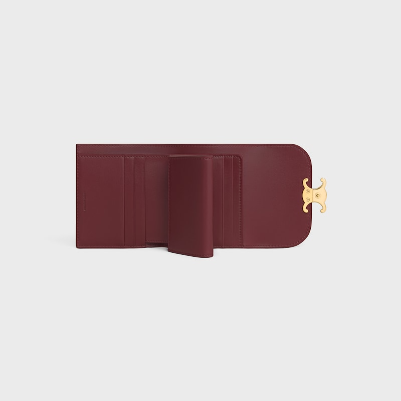 Portafoglio Triomphe piccolo con patta in pelle di vitello verniciata - SYRAH - NUOVO - 1 | CELINE