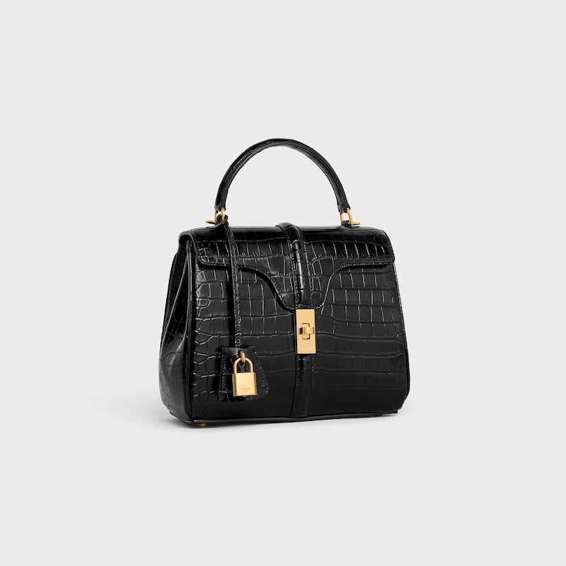 Small 16 Bag in porosus crocodile - BLACK - 16 - 1 | CELINE