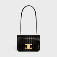 TEEN GARANCE bag IN STRIPED SEQUINS - Black / Gold - TRIOMPHE - 1 | CELINE