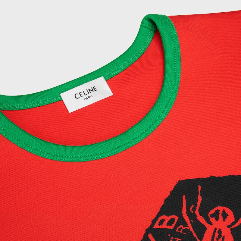 t-shirt IN ribbed cotton jersey - RED / GREEN -  - 1 | CELINE