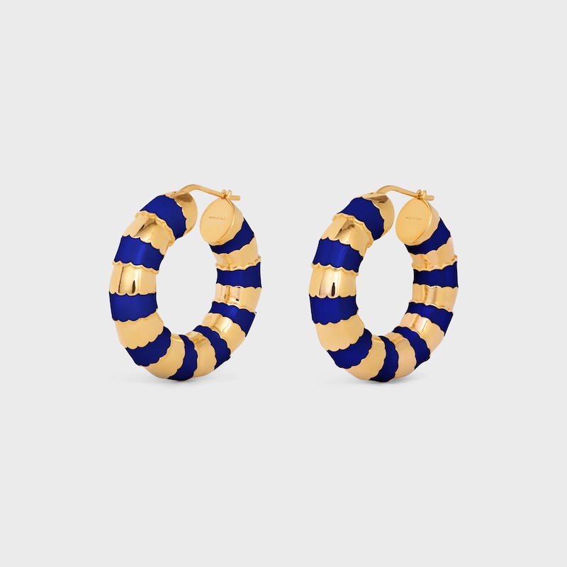 FROSTED金色饰面圈式耳环 - 金色/海军蓝 - 耳環 - 1 | CELINE