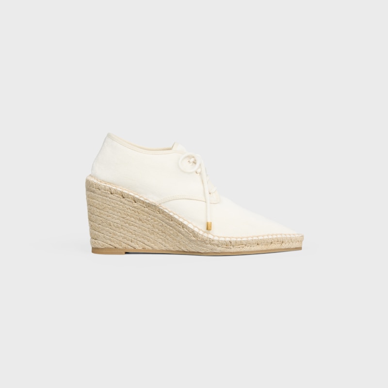 WEDGE LACE-UP ESPADRILLES IN CANVAS - ECRU -  - 1 | CELINE