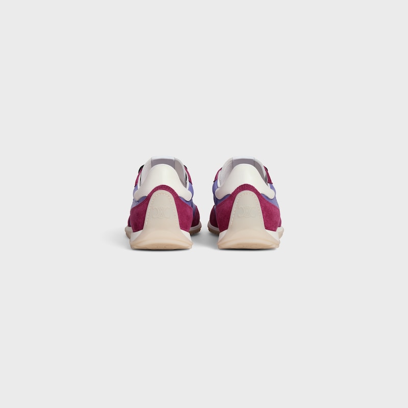 CELINE RACER - SNEAKER BASSE AVEC TRIOMPHE EN NYLON, CUIR DE VEAU VELOURS ET CUIR DE VEAU - VIOLET / BERRY RED -  - 1 | CELINE