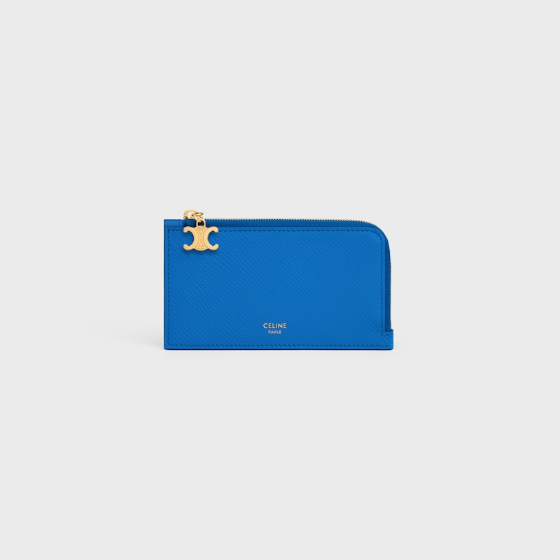 LONG ZIPPED CARD HOLDER IN GRAINED CALFSKIN - ULTRA BLUE - COIN AND CARD HOLDERS - 1 | CELINE