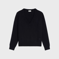 TRIOMPHE V-NECK SWEATER IN HERITAGE CASHMERE - BLACK -  - 1 | CELINE