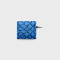 KEYRING CARD HOLDER CELINE PADDED  IN NYLON AND CALFSKIN - ULTRA BLUE / BLACK - NEW - 2 | CELINE