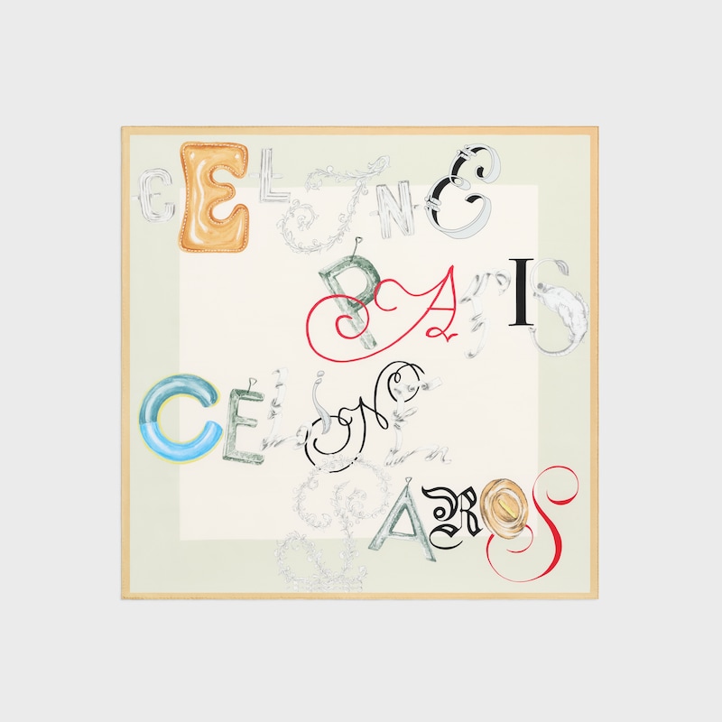 square IN silk twill - BEIGE/LATTE/MULTICOLOR -  - 1 | CELINE