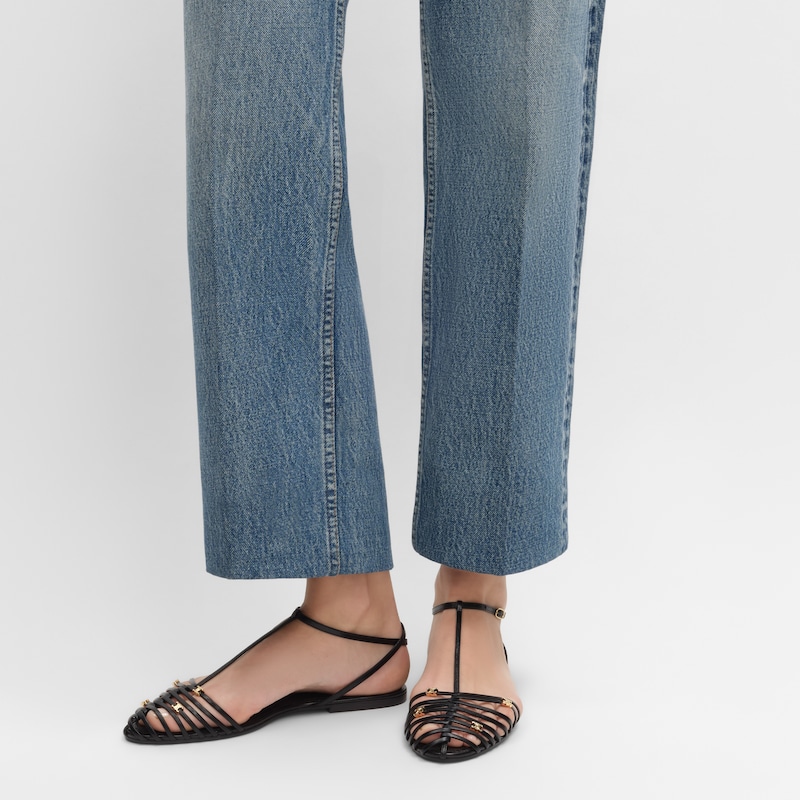 CAGE FLAT SANDAL IN GOATSKIN - BLACK -  - 1 | CELINE