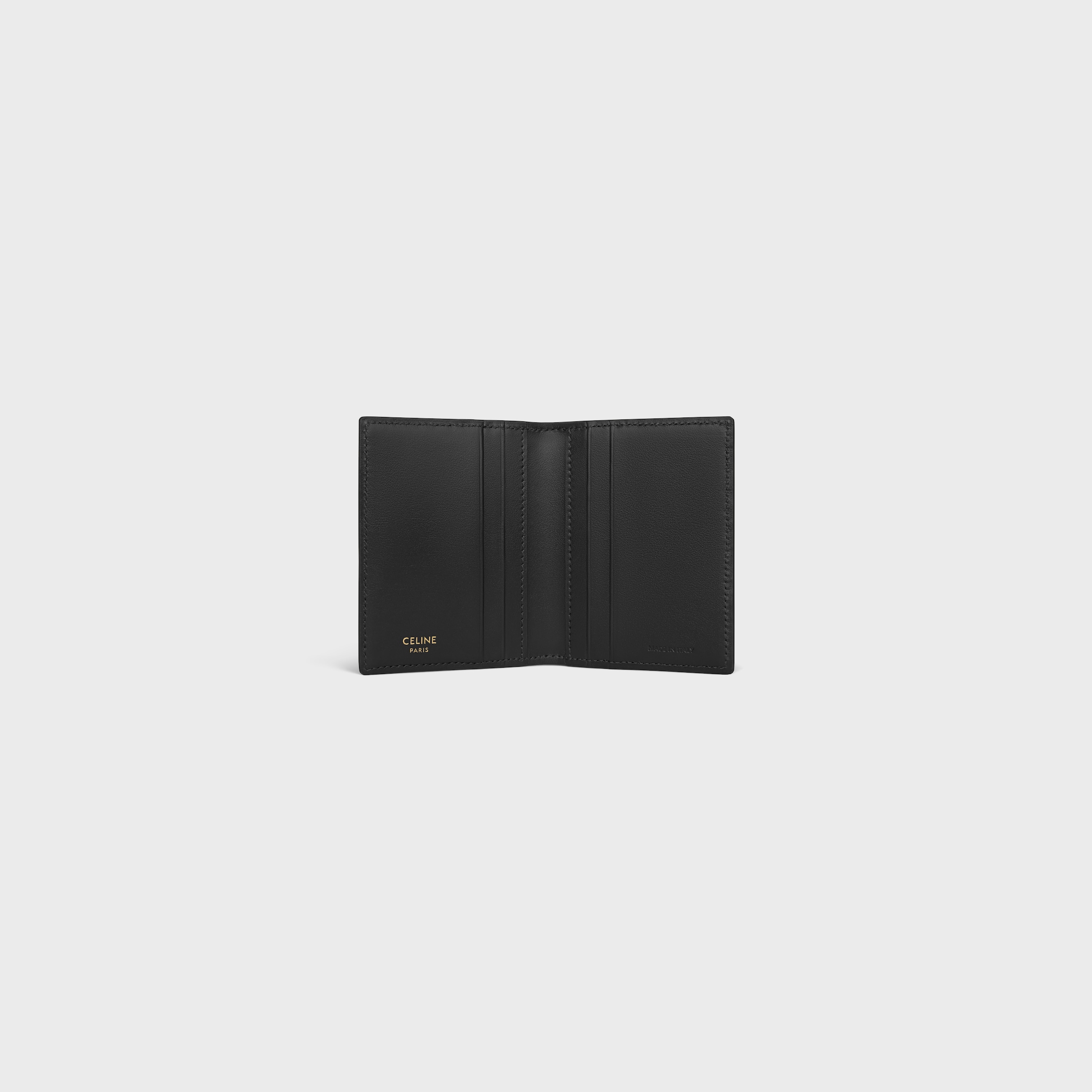 BI-FOLD CARD HOLDER TRIOMPHE PONTET IN GOATSKIN - BLACK | CELINE