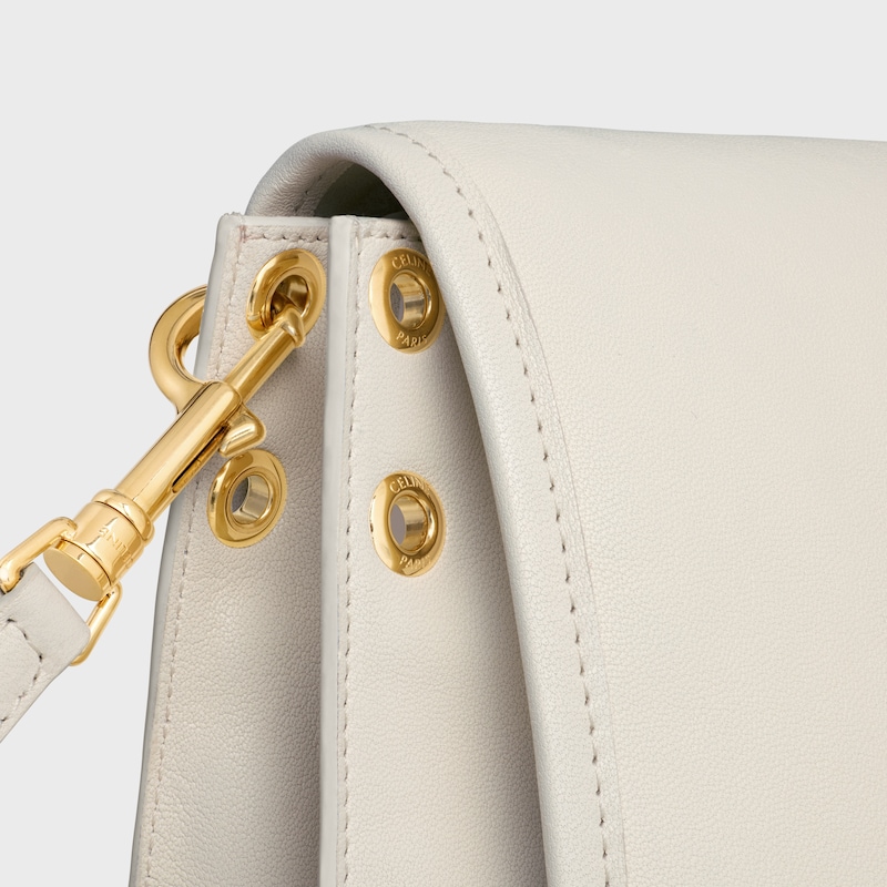 WEICHE TRIOMPHE UMH&Auml;NGETASCHE AUS WEICHEM, GL&Auml;NZENDEM LAMMLEDER - WEISSE BAUMWOLLE - SCHULTERTASCHEN - 1 | CELINE