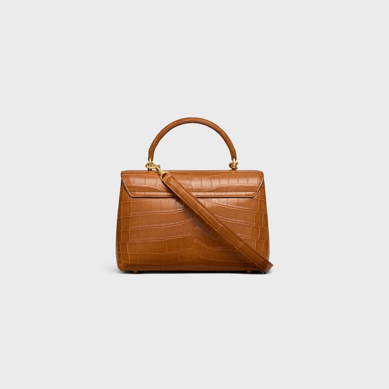 TEEN NINO BAG IN CROCODILE WITH ENAMEL CLOSURE - SOFT TAN / WHITE COTTON - NINO - 1 | CELINE