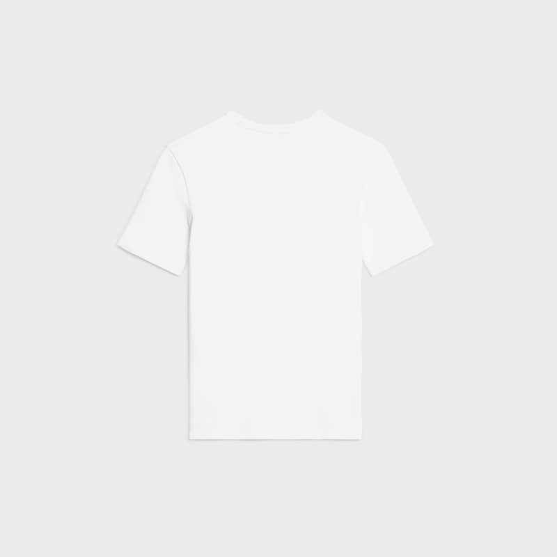 T-shirt Triomphe IN JERSEY DI COTONE A COSTE - OFF-WHITE / BLU NAVY -  - 1 | CELINE