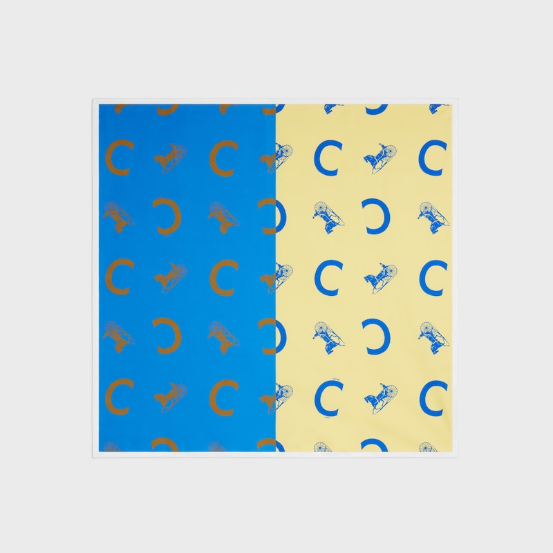 square IN silk twill - TEAL/YELLOW -  - 1 | CELINE