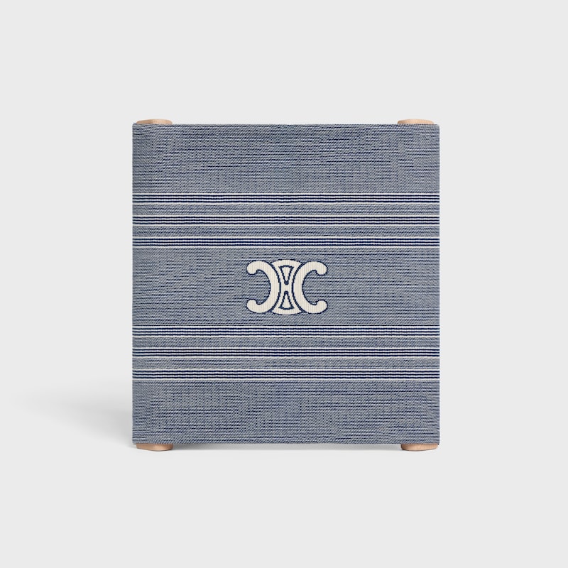 BEACH STOOL IN WOOD AND JACQUARD TEXTILE - BLUE / BEIGE - HOME - 1 | CELINE