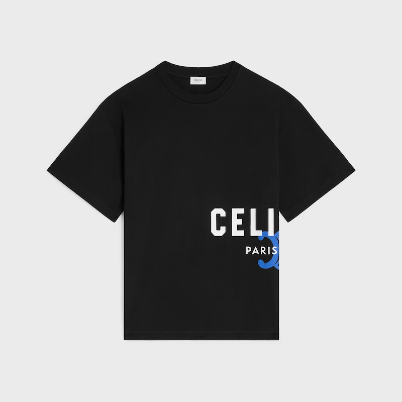 t-shirt IN cotton jersey - BLACK/WHITE/BLUE -  - 1 | CELINE