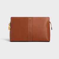Lock Toiletry Pouch in Shiny Calfskin - TAN - TRAVEL - 1 | CELINE