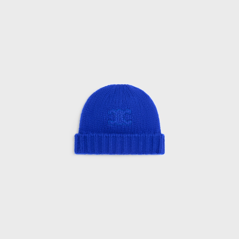 triomphe beanie IN cashmere and silk - BLEU ROI -  - 1 | CELINE