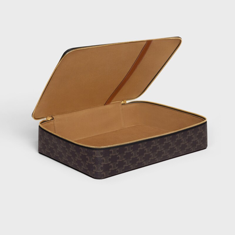 Shirt Case in Triomphe Canvas and Calfskin - TAN - CELINE MAISON - 1 | CELINE