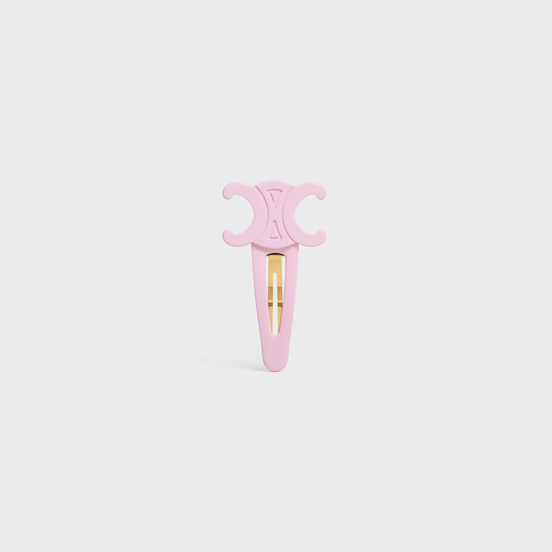 Celine Large Snap Hair Clip in Acetate and Steel - PASTEL PINK / GOLD - HAIR ACCESSORIES - 1 | CELINE