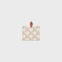 mirror with pouch in triomphe canvas and calfskin - WHITE - BEAUTY ACCESSORIES - 1 | CELINE