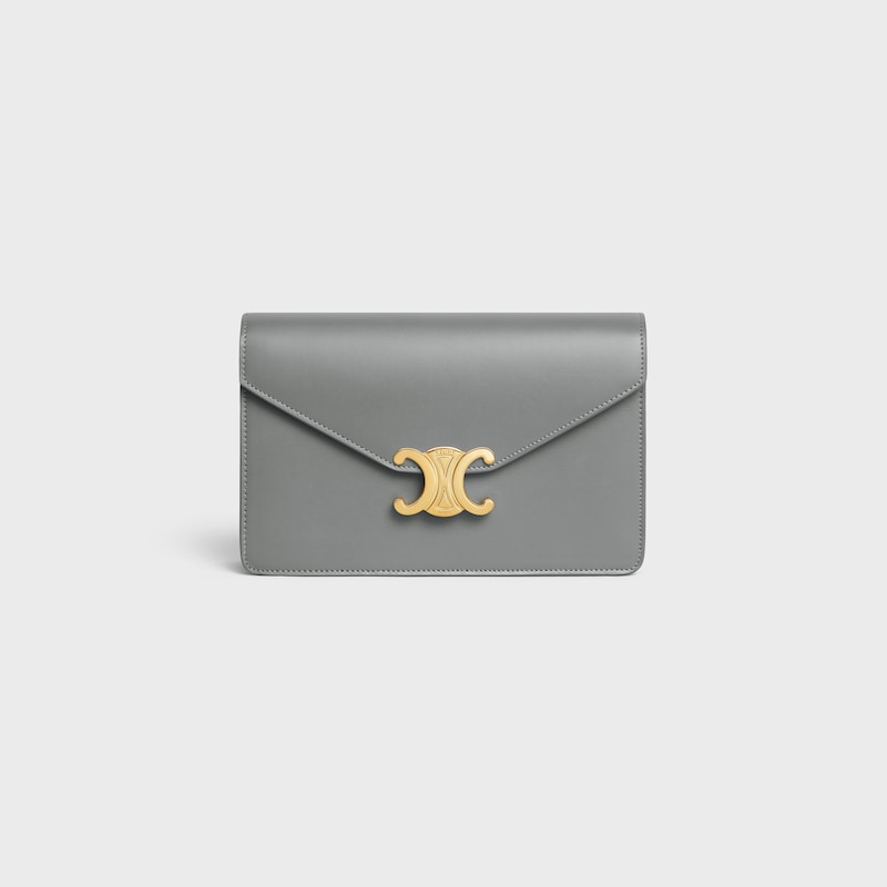 WALLET ON CHAIN MARGO in Shiny calfskin - ZINC - WALLETS ON CHAIN - 1 | CELINE