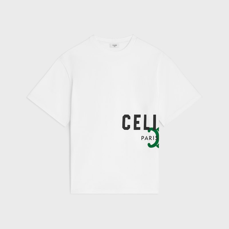 t-shirt IN cotton jersey - OPTIC WHITE/BLACK/DARK GREEN -  - 1 | CELINE
