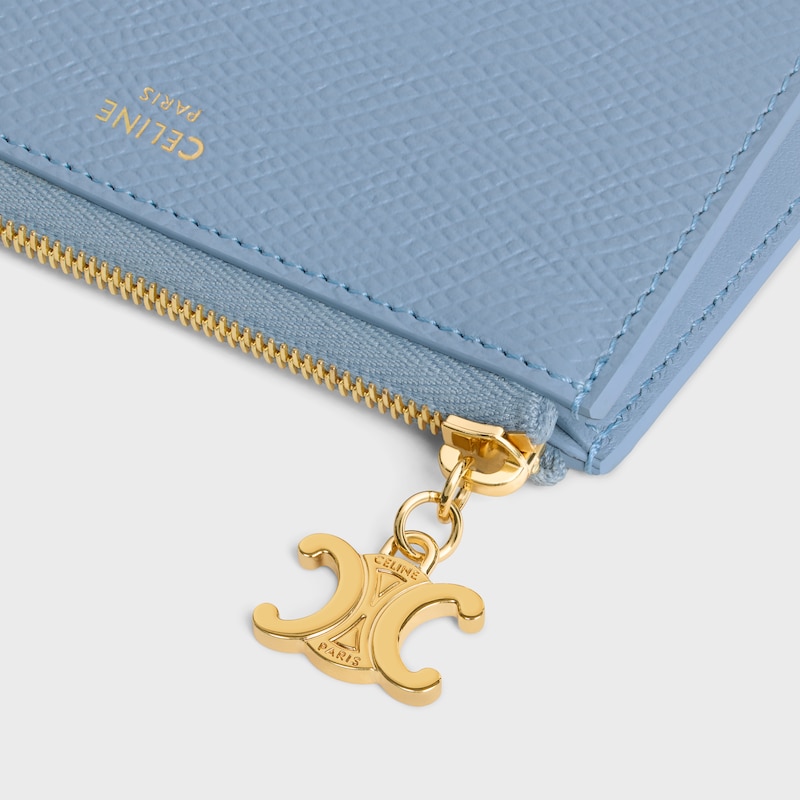 트리옹프 참 파우치 3개 세트 - 트리옹프 캔버스 & 그레인 카프스킨 - 탠/크림/라이트 데님 - 파우치 및 테크 액세서리 - 1 | CELINE