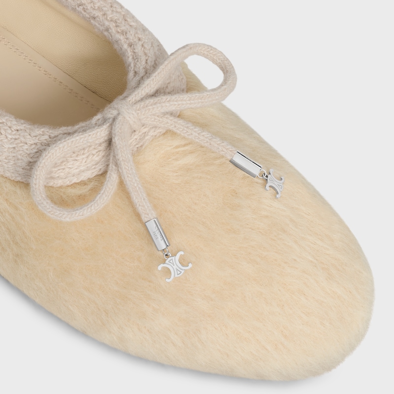 CELINE ABBY BALLERINA IN Alpaca Wool Fabric - CREME ROSE -  - 1 | CELINE