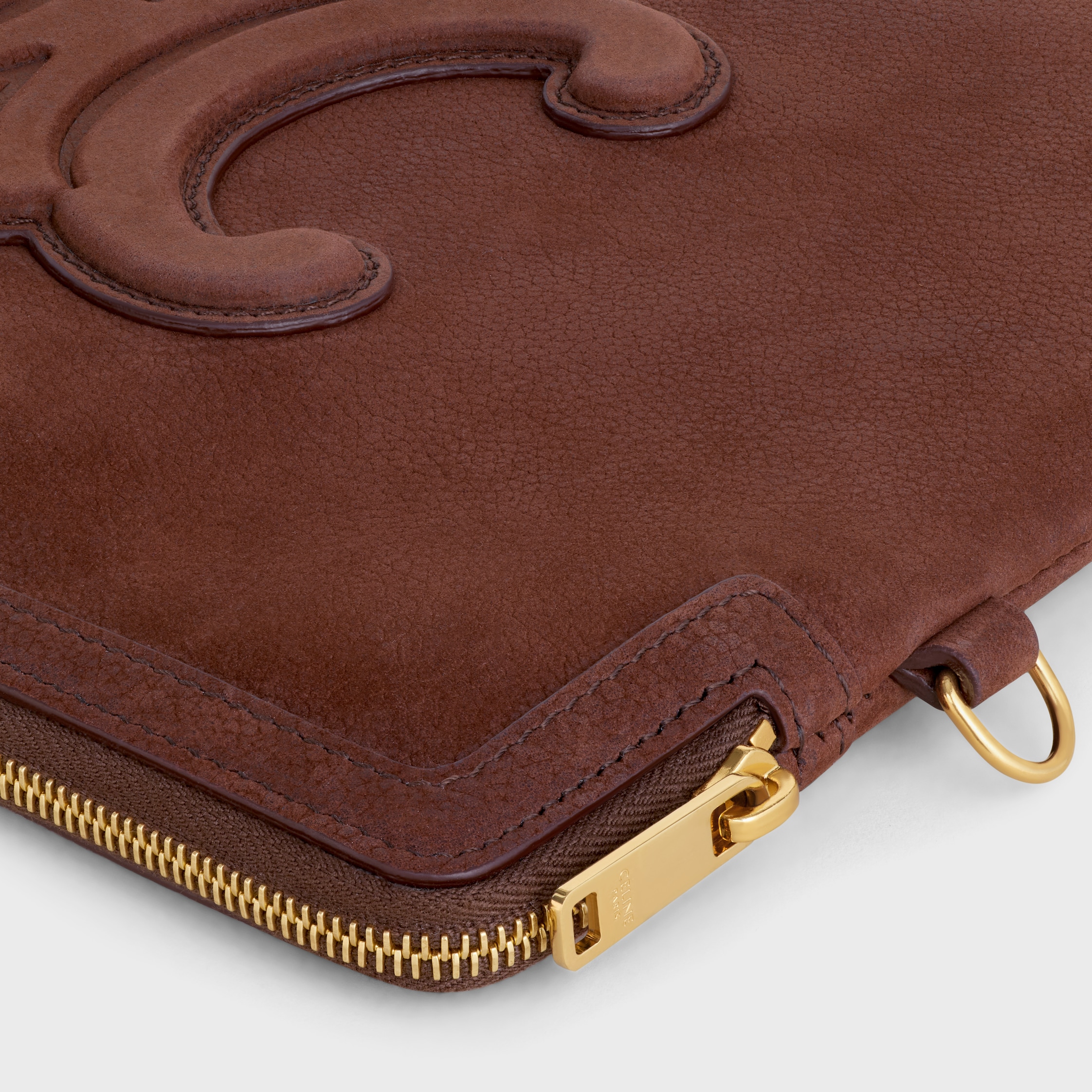 SMALL POUCH WITH STRAP CUIR TRIOMPHE IN Grained Calfskin