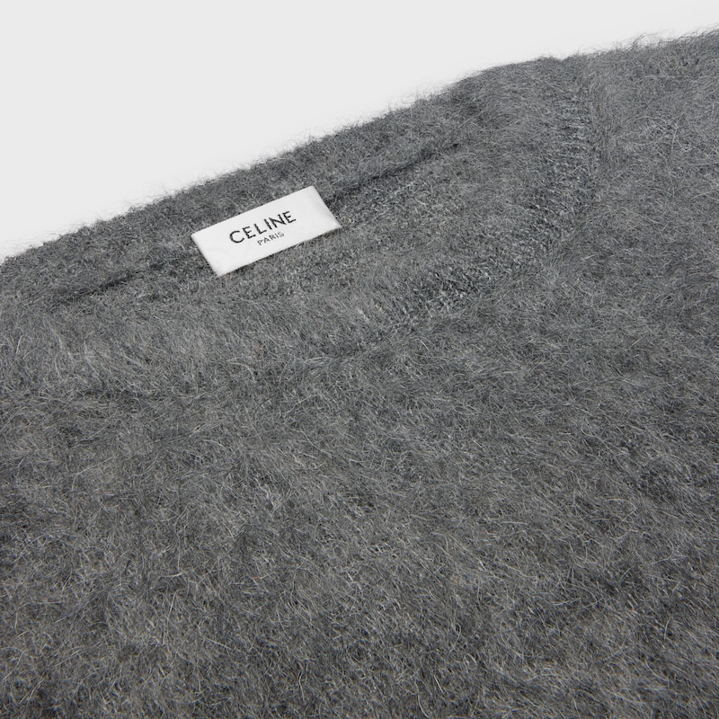 JERSEY CON CUELLO REDONDO DE MOHAIR PEINADO - GRIS MEDIO -  - 1 | CELINE