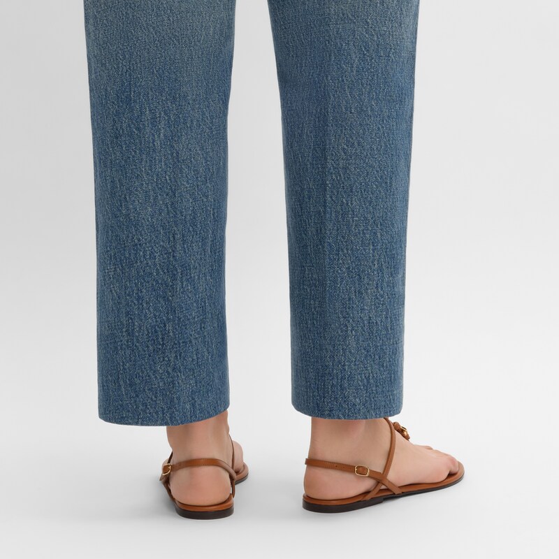 Sandalo penny in morbida pelle di vitello - COGNAC -  - 1 | CELINE