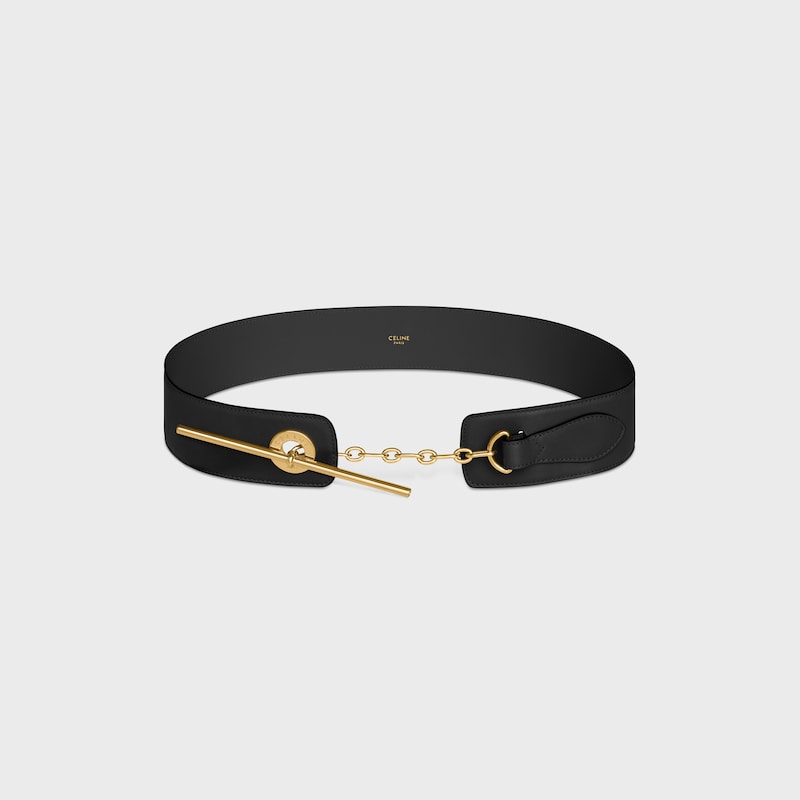 CEINTURE CELINE DISC LARGE mod&egrave;le 50MM VEAU SOUPLE NATUREL - Noir -  - 1 | CELINE