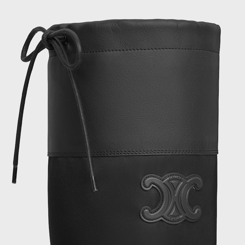 celine riley HIGH BOOT IN Nylon and Calfskin - BLACK -  - 1 | CELINE