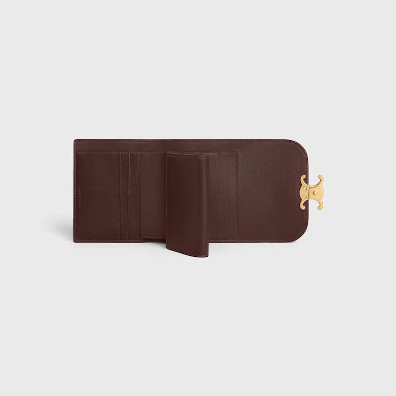 Small Flap Wallet TRIOMPHE IN Shiny calfskin - CHESTNUT - WALLETS - 1 | CELINE