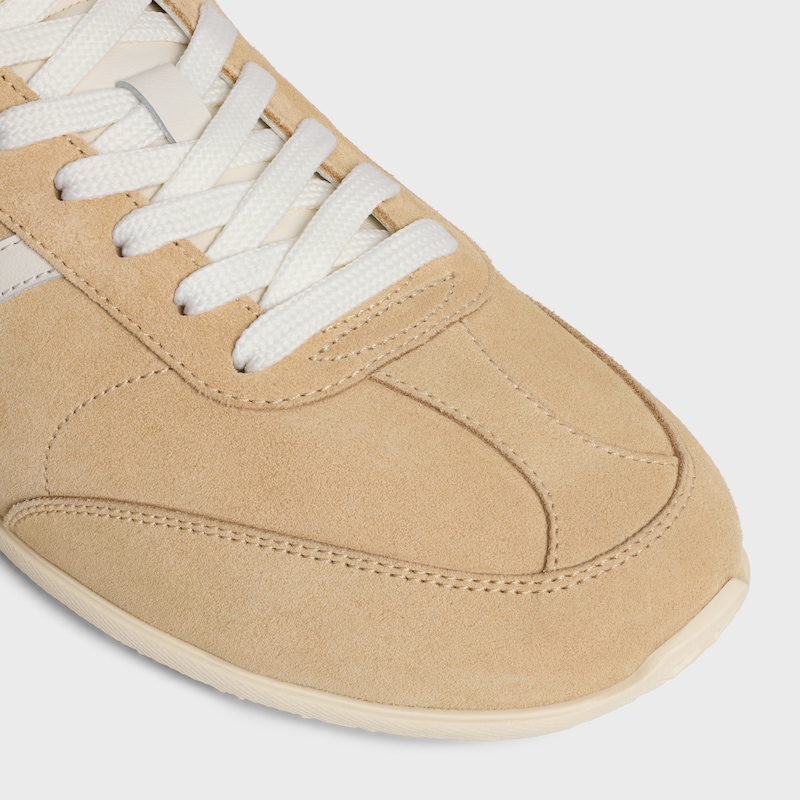 CELINE JOGGER - LOW LACE-UP SNEAKER IN SUEDE CALFSKIN AND CALFSKIN - CAPPUCCINO / WHITE -  - 1 | CELINE
