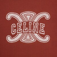 平纹针织70年代风格T恤 - 干邑白兰地色/奶白色 -  - 1 | CELINE