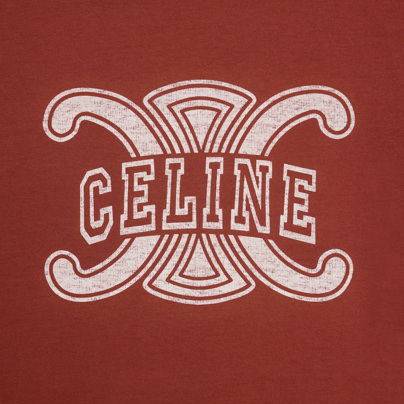 平纹针织70年代风格T恤 - 干邑白兰地色/奶白色 -  - 1 | CELINE