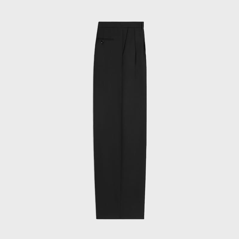 pleated trousers IN LIGHT WOOL GABARDINE - ULTRA BLACK -  - 1 | CELINE