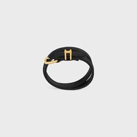 Les Cuirs Celine Double Bracelet in Lizard, Calfskin and Brass with Gold Finish - GOLD / BLACK -  - 1 | CELINE
