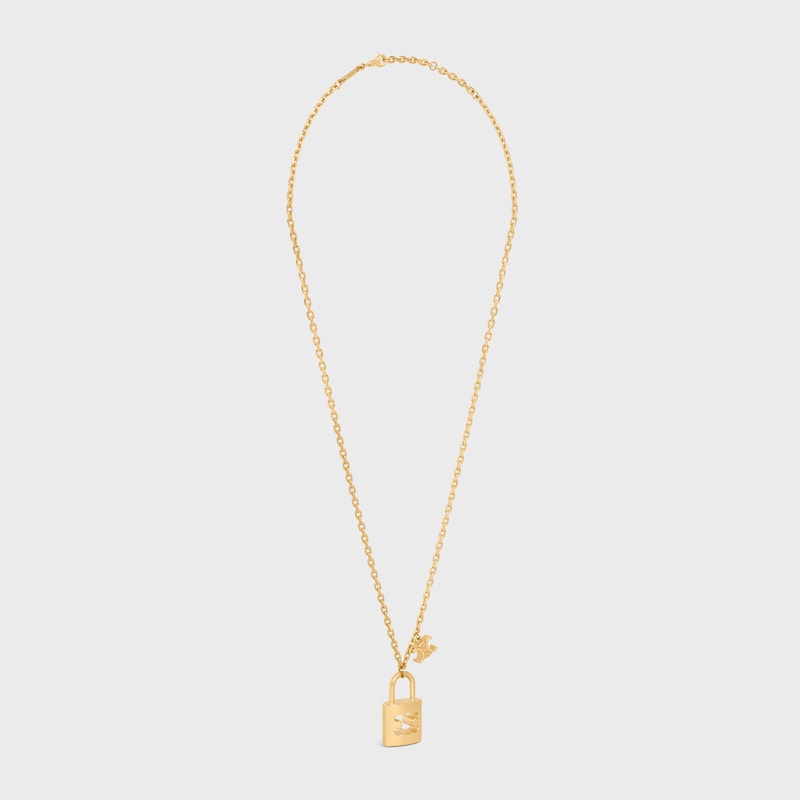 Triomphe Lock Large Necklace in Brass with Gold Finish - GOLD -  - 1 | CELINE