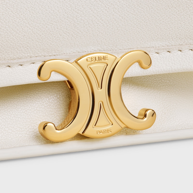 WEICHE TRIOMPHE UMH&Auml;NGETASCHE AUS WEICHEM, GL&Auml;NZENDEM LAMMLEDER - WEISSE BAUMWOLLE - SCHULTERTASCHEN - 1 | CELINE