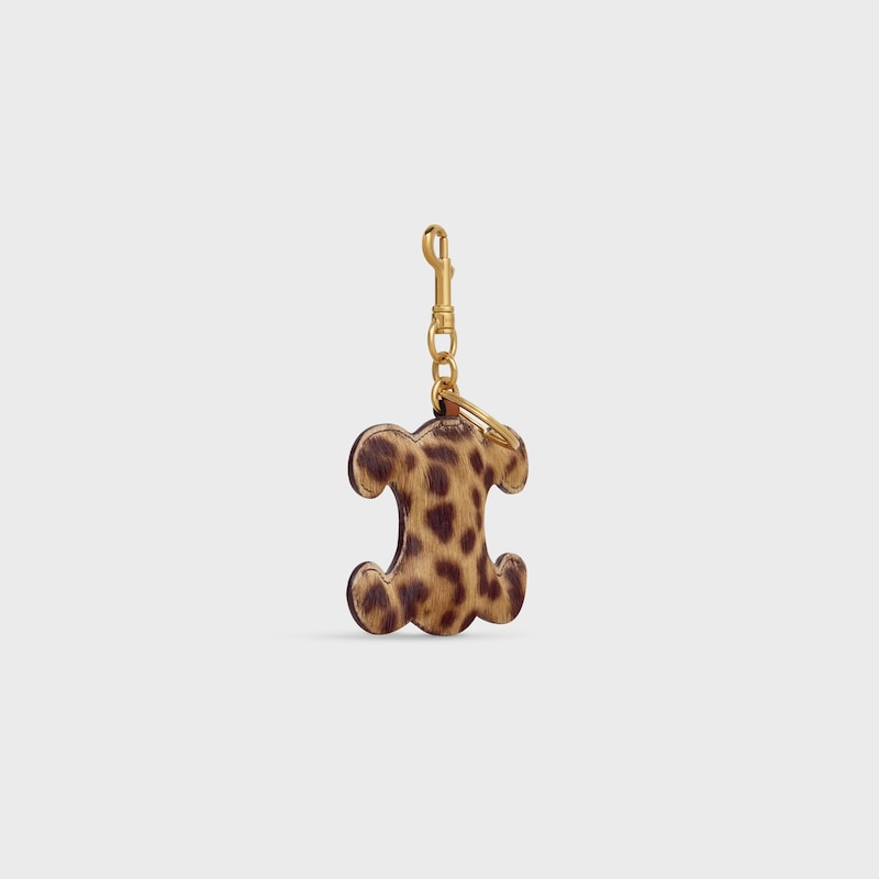 TRIOMPHE pom-pom keyring in PONY WITH LEOPARD PRINT AND CALFSKIN - LEOPARD - BAG CHARMS - 1 | CELINE