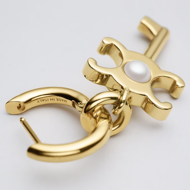 CELINE CHARMS KEY EARRING IN RESIN PEARL AND BRASS WITH GOLD FINISH - GOLD / IVORY - CELINE CHARMS - 1 | CELINE