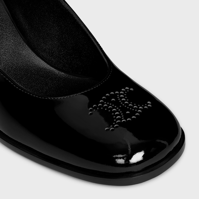 CELINE LILY BABIES AVEC TRIOMPHE PERFORÉ  EN CUIR DE VEAU VERNI - Noir -  - 1 | CELINE