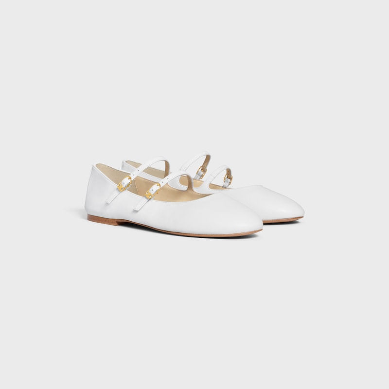 LES BALLERINES CELINE DOUBLE STRAP IN LAMBSKIN - ARCTIC WHITE -  - 1 | CELINE